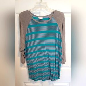 Lularoe Womans Striped Teal & Pink and Gray Women's Top